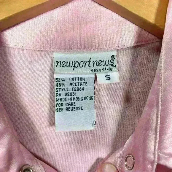 VINTAGE Newport News Silky Button Up Pajama Style Oversized Blouse Women Small - Picture 8 of 12